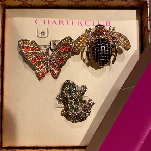 ~Charter Club~ Butterfly, Frog & Bee Brooches - Picture 1 of 4